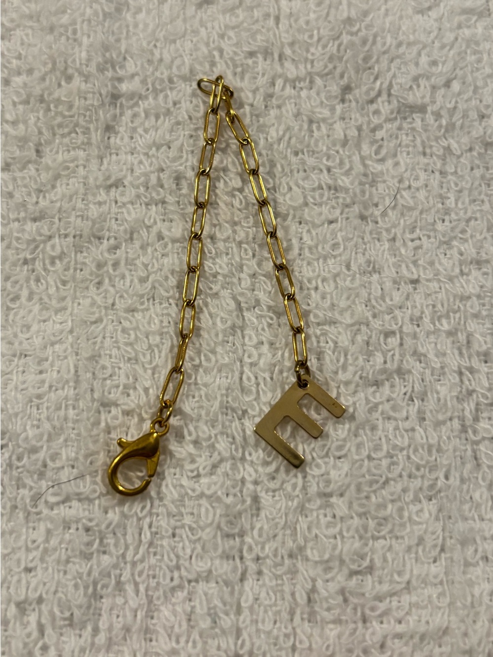 Gold Chain Charm with Letter E clip